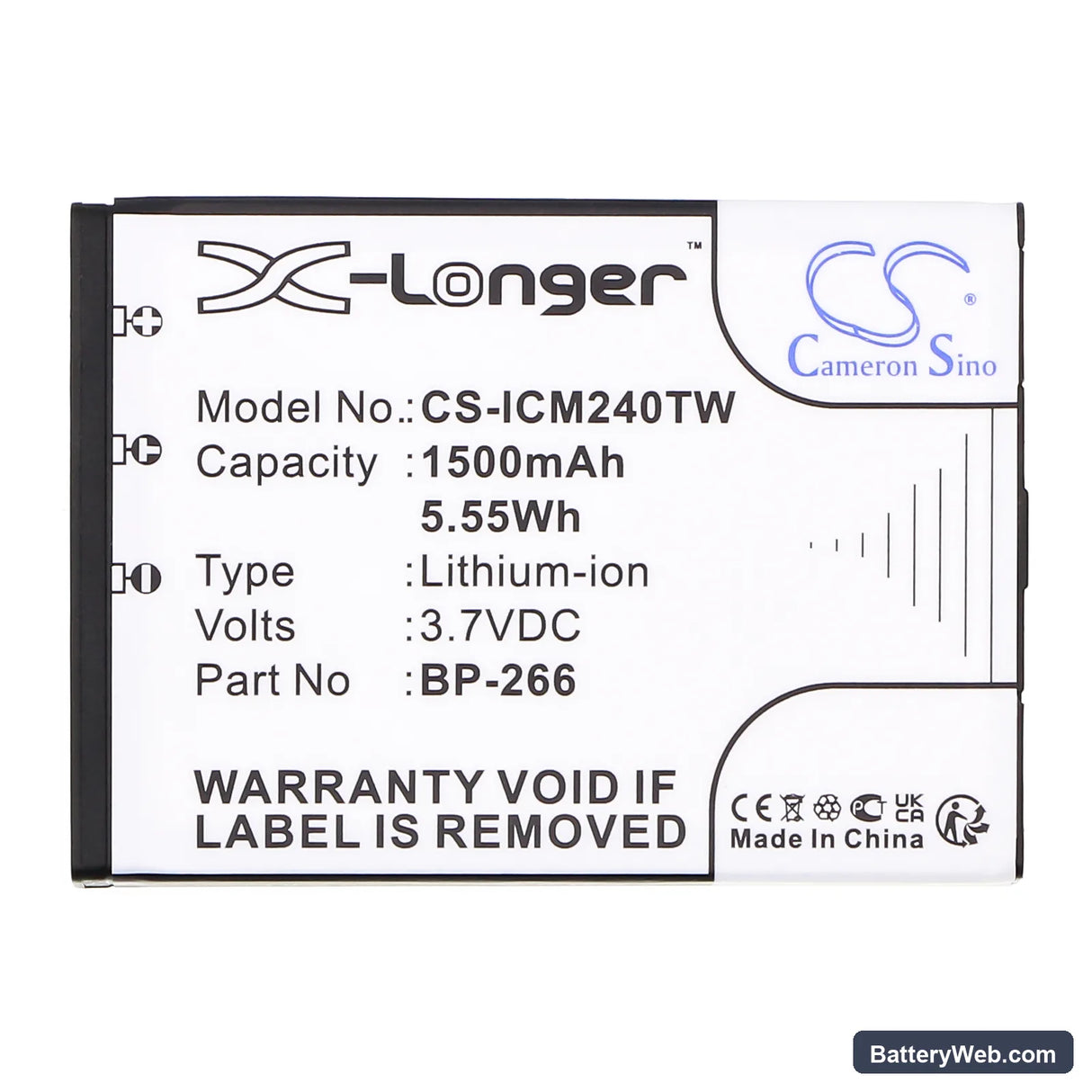 Icom IC-M24 Replacement Battery, 3.7V, 1500mAh, Li-ion 3