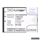 Icom IC-M24 Replacement Battery, 3.7V, 1500mAh, Li-ion 3