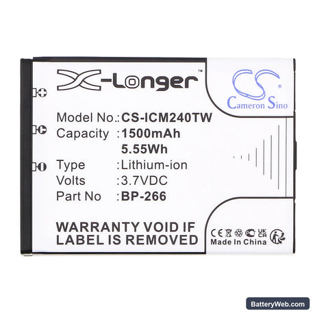 Icom IC-M24 Replacement Battery, 3.7V, 1500mAh, Li-ion 3
