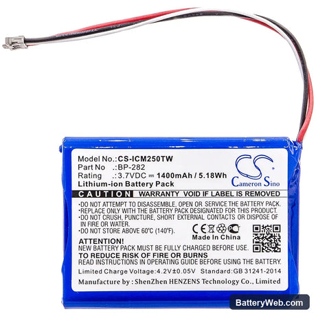 Icom IC-M25 Replacement Battery, 3.7V, 1400mAh, Li-ion 3