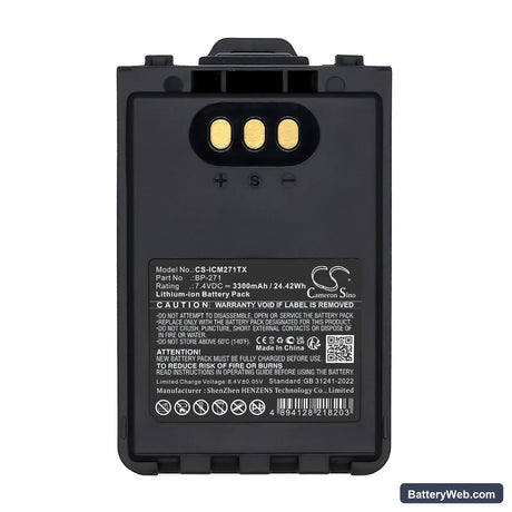 Icom IC-31A Replacement Battery, 7.4V, 3300mAh, Li-ion 5