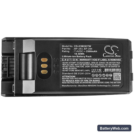 Icom IC-F3400 Replacement Battery, 7.4V, 2500mAh, Li-ion 5