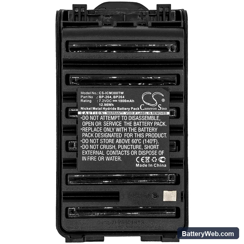 Icom IC-F3001 Replacement Battery, 7.2V, 1800mAh, Ni-MH 5