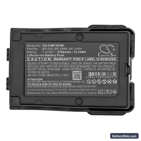Icom IC-M71 Replacement Battery, 7.4V, 2100mAh, Li-ion 5