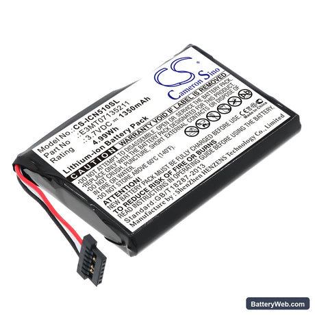 Navman iCN 510 Replacement Battery, 3.7V, 1350mAh, Li-ion 1