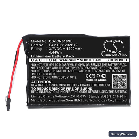 Navman N60i Navpix Replacement Battery, 3.7V, 1200mAh, Li-ion 3