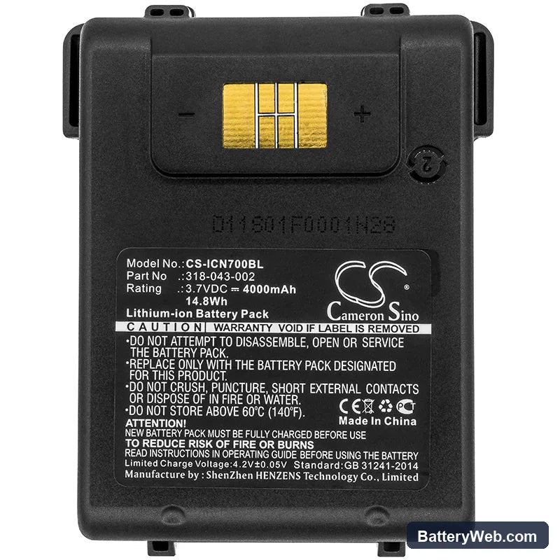 Intermec CN70 Replacement Battery, 3.7V, 4000mAh, Li-ion 3