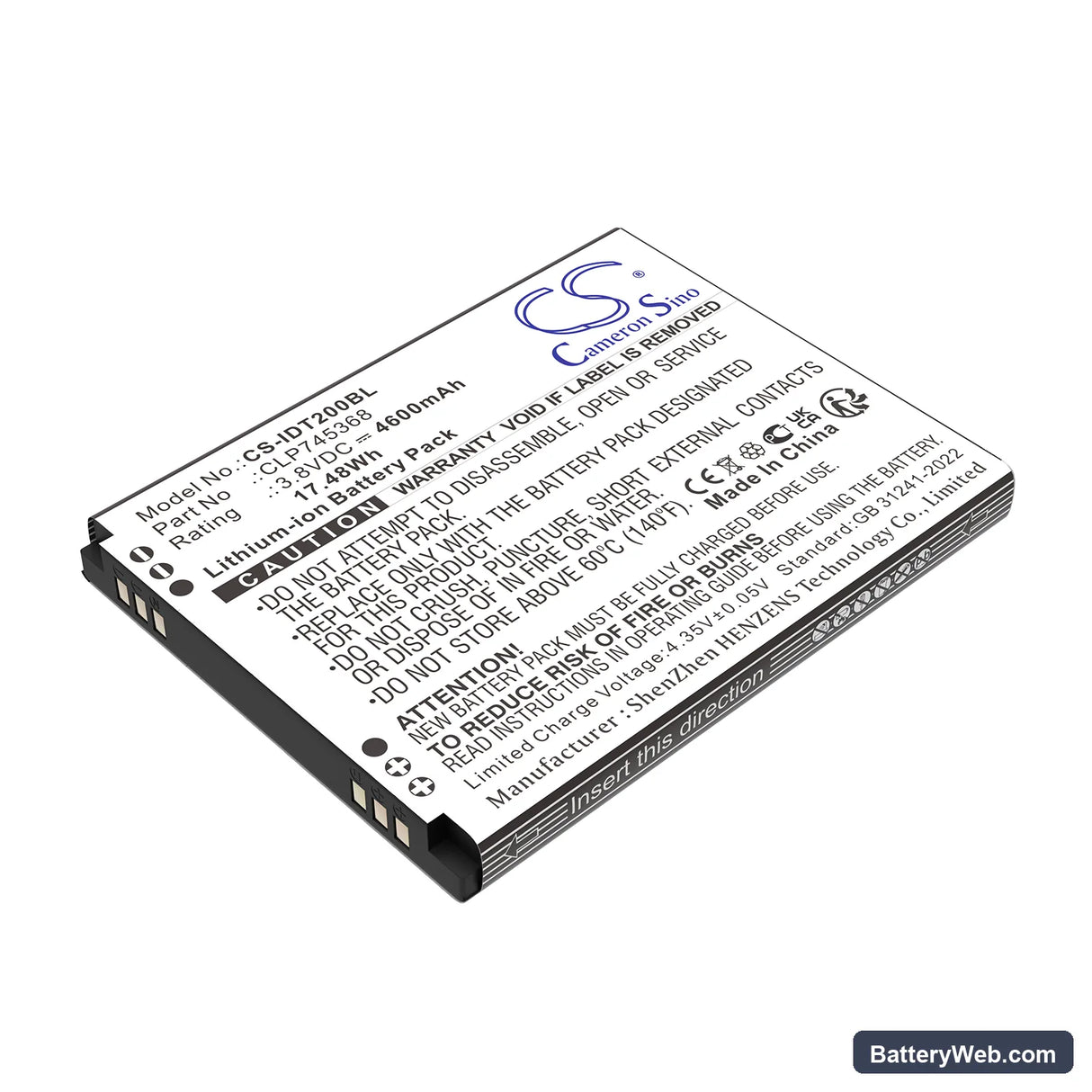 IDATA T3 Replacement Battery, 3.8V, 4600mAh, Li-ion 1