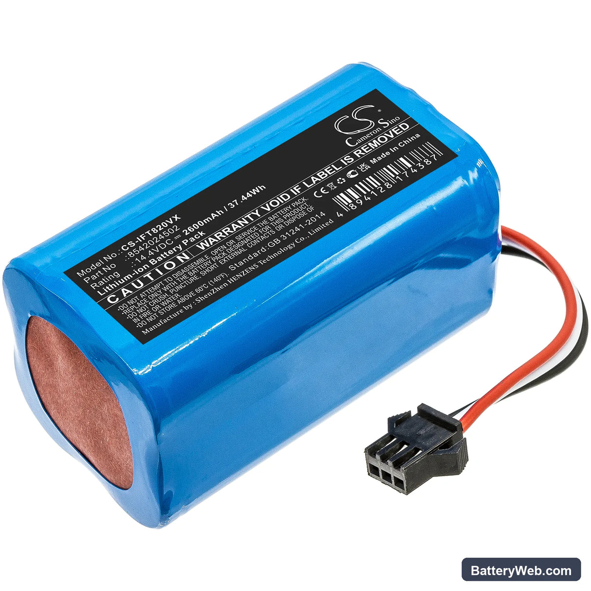 Infinuvo MT820 Replacement Battery, 14.4V, 2600mAh, Li-ion 1