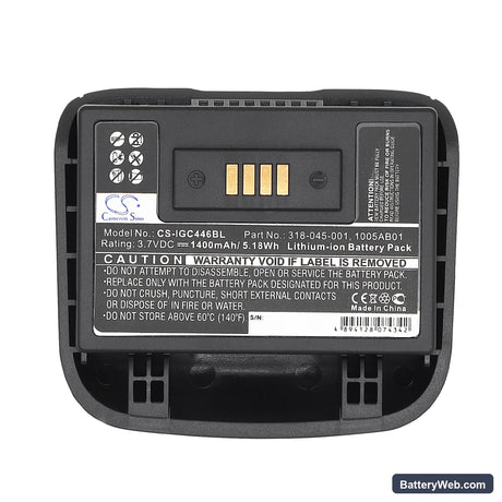 Intermec GC4460 Replacement Battery, 3.7V, 1400mAh, Li-ion 5