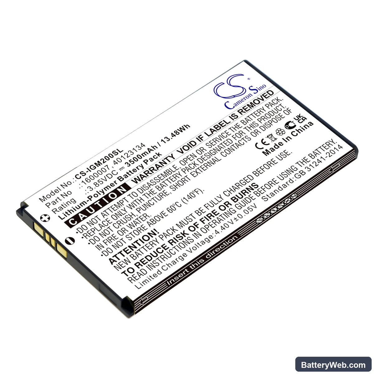 Inseego M2000 Replacement Battery, 3.85V, 3500mAh, Li-Polymer 1