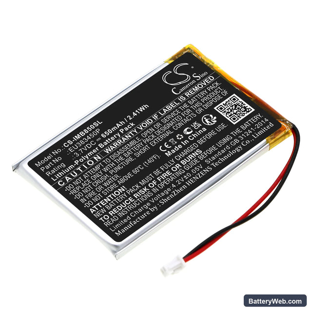 Ingenico MOBY8500 Replacement Battery, 3.7V, 650mAh, Li-Polymer 1