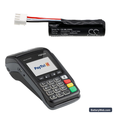 Ingenico Iwe280 Replacement Battery, 3.7V, 3400mAh, Li-ion 6