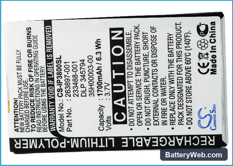 HP iPAQ H3800 Replacement Battery, 3.7V, 1700mAh, Li-Polymer 5