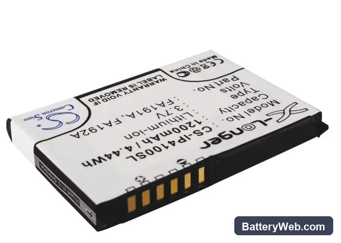 HP iPAQ h4100 Replacement Battery, 3.7V, 1200mAh, Li-ion 2