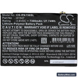 Apple iPad Air 2 Replacement Battery, 3.8V, 7300mAh, Li-Polymer 3