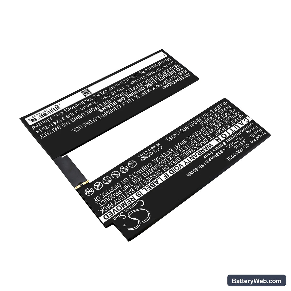 Apple iPad Pro 10.5" Replacement Battery, 3.77V, 8130mAh, Li-Polymer 2