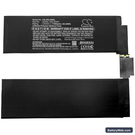 Apple iPad Pro 11 Replacement Battery, 3.8V, 7700mAh, Li-Polymer 3