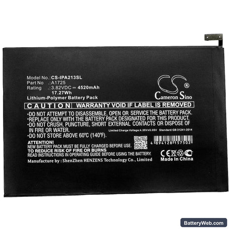 Apple iPad mini 5 Replacement Battery, 3.82V, 4520mAh, Li-Polymer 3