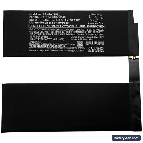 Apple iPad Air 3 Replacement Battery, 3.8V, 8100mAh, Li-Polymer 3