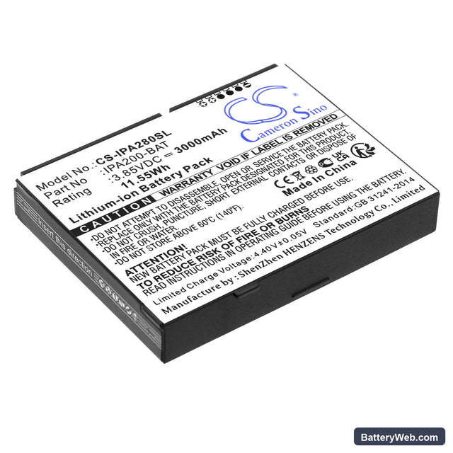 Ingenico iPA200 Replacement Battery, 3.85V, 3000mAh, Li-ion 1