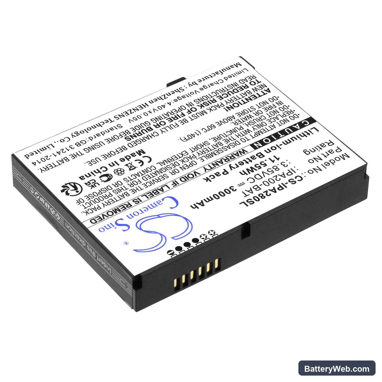 Ingenico iPA200 Replacement Battery, 3.85V, 3000mAh, Li-ion 2