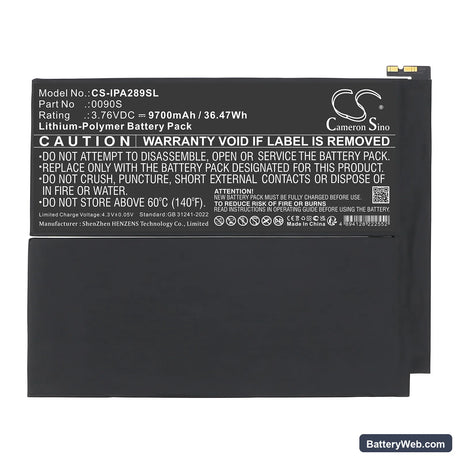 Apple A2898 Replacement Battery, 3.76V, 9700mAh, Li-Polymer 4