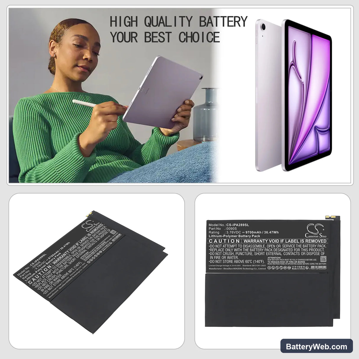 Apple A2898 Replacement Battery, 3.76V, 9700mAh, Li-Polymer 6