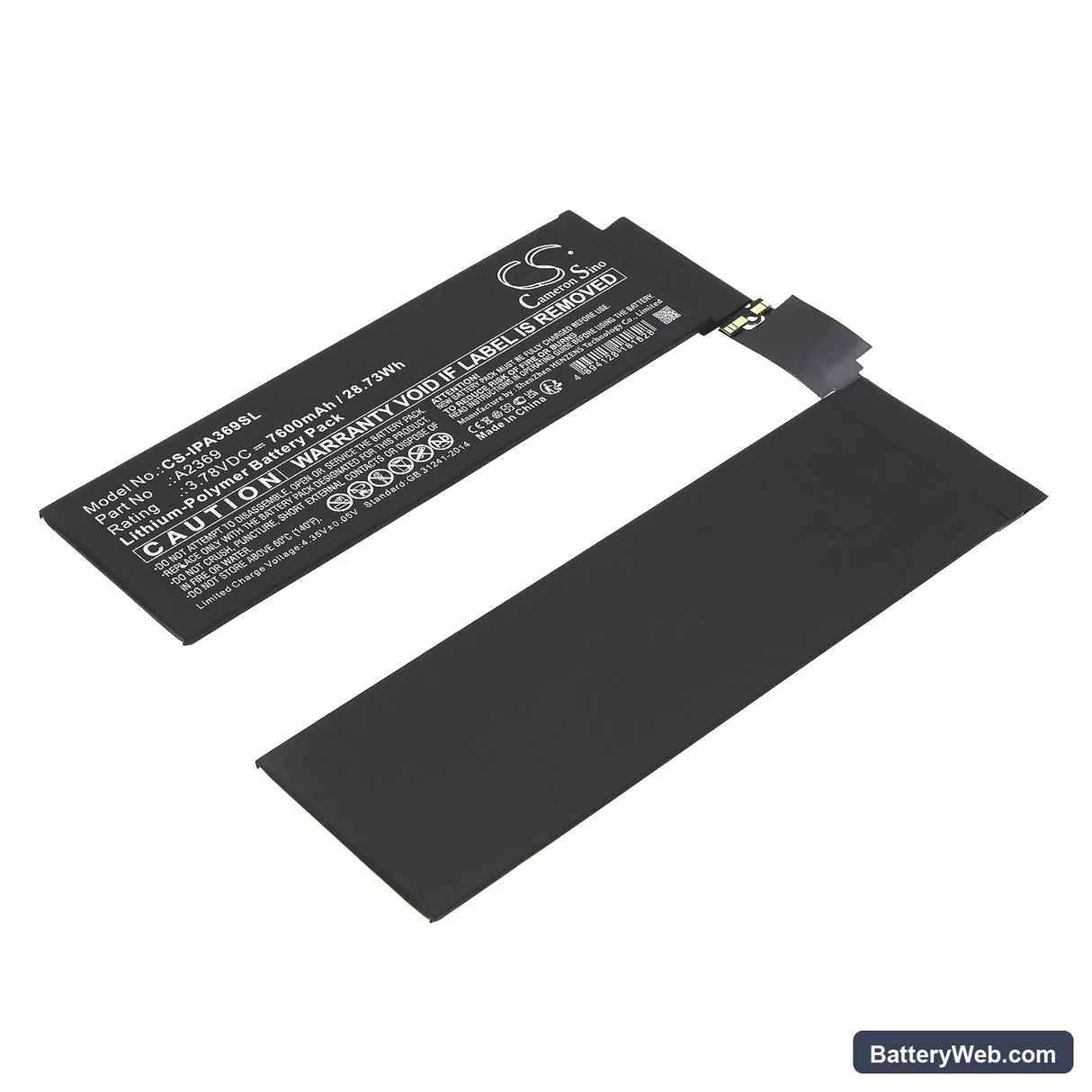 Apple 2761 Replacement Battery, 3.78V, 7600mAh, Li-Polymer 1
