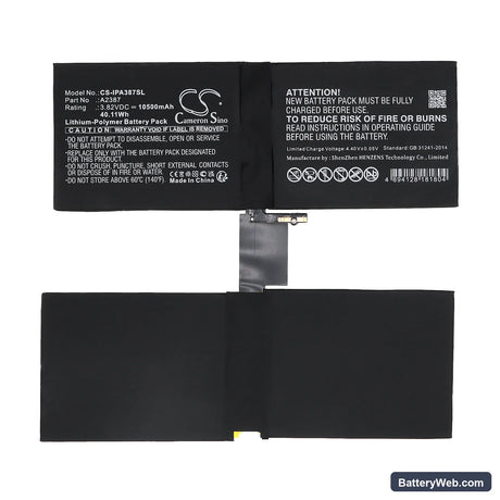 Apple A2378 Replacement Battery, 3.82V, 10500mAh, Li-Polymer 3