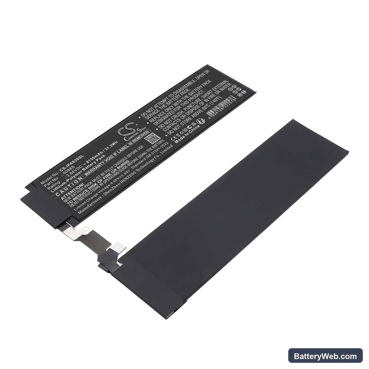 Apple A2836 Replacement Battery, 3.84V, 8150mAh, Li-Polymer 1