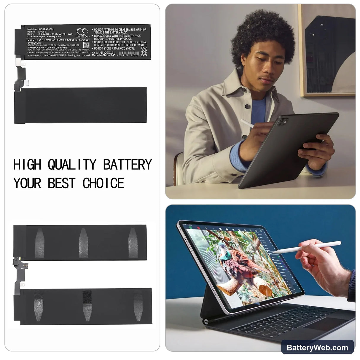 Apple A2836 Replacement Battery, 3.84V, 8150mAh, Li-Polymer 6