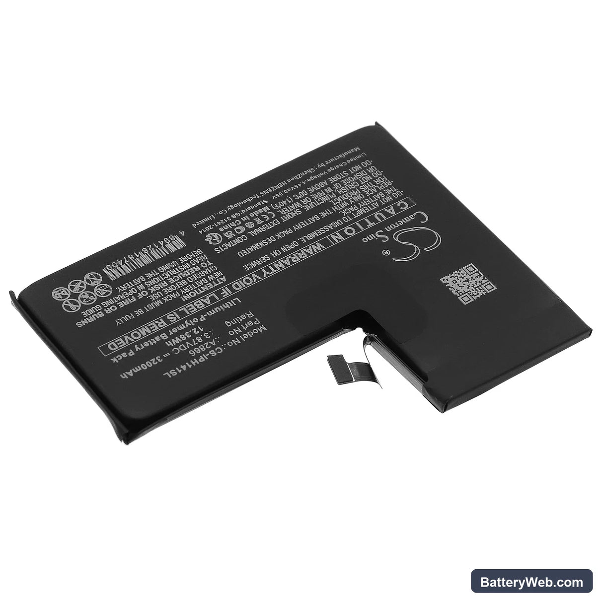Apple iPhone 14 Pro Replacement Battery, 3.87V, 3200mAh, Li-Polymer 2