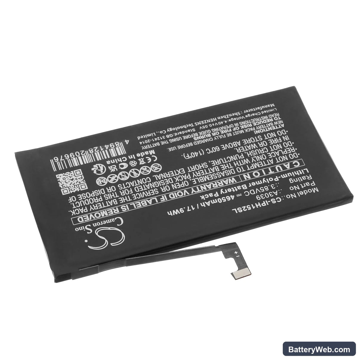 Apple iPhone 15 Plus Replacement Battery, 3.85V, 4650mAh, Li-Polymer 2