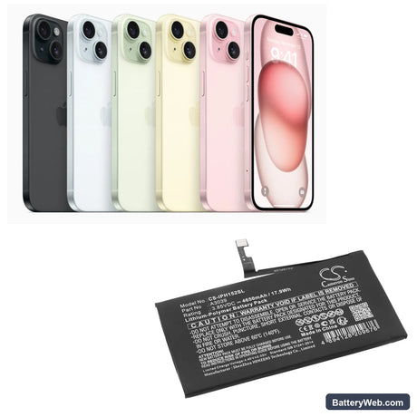 Apple iPhone 15 Plus Replacement Battery, 3.85V, 4650mAh, Li-Polymer 5