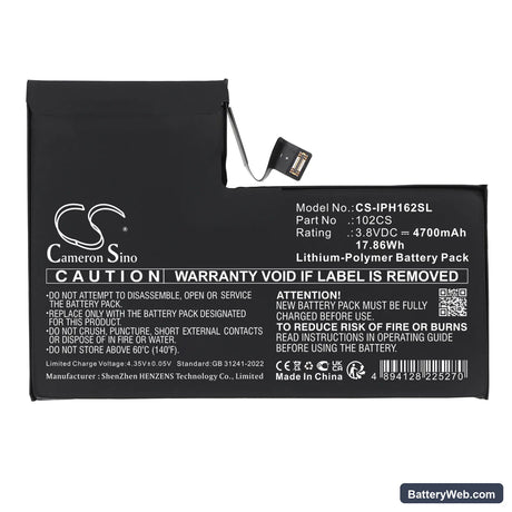 Apple A3084 Replacement Battery, 3.8V, 4700mAh, Li-Polymer 3