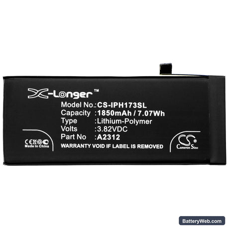 Apple iPhone SE 2 Replacement Battery, 3.82V, 1850mAh, Li-Polymer 3