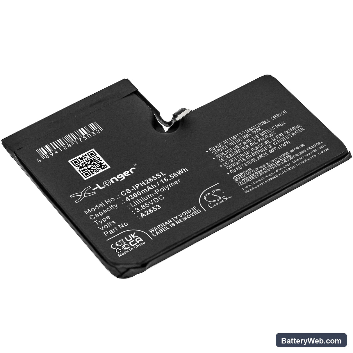 Apple iPhone 13 Pro Max Replacement Battery, 3.85V, 4300mAh, Li-Polymer 1