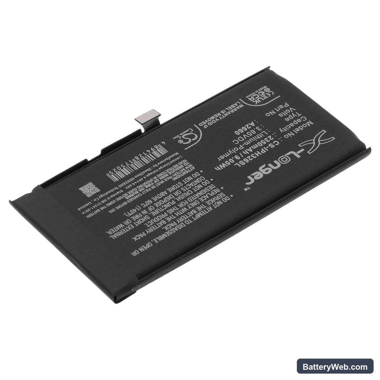 Apple iPhone 13 Mini Replacement Battery, 3.85V, 2350mAh, Li-Polymer 2