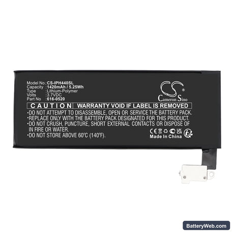 Apple iPhone 4G Replacement Battery, 3.7V, 1420mAh, Li-Polymer 5