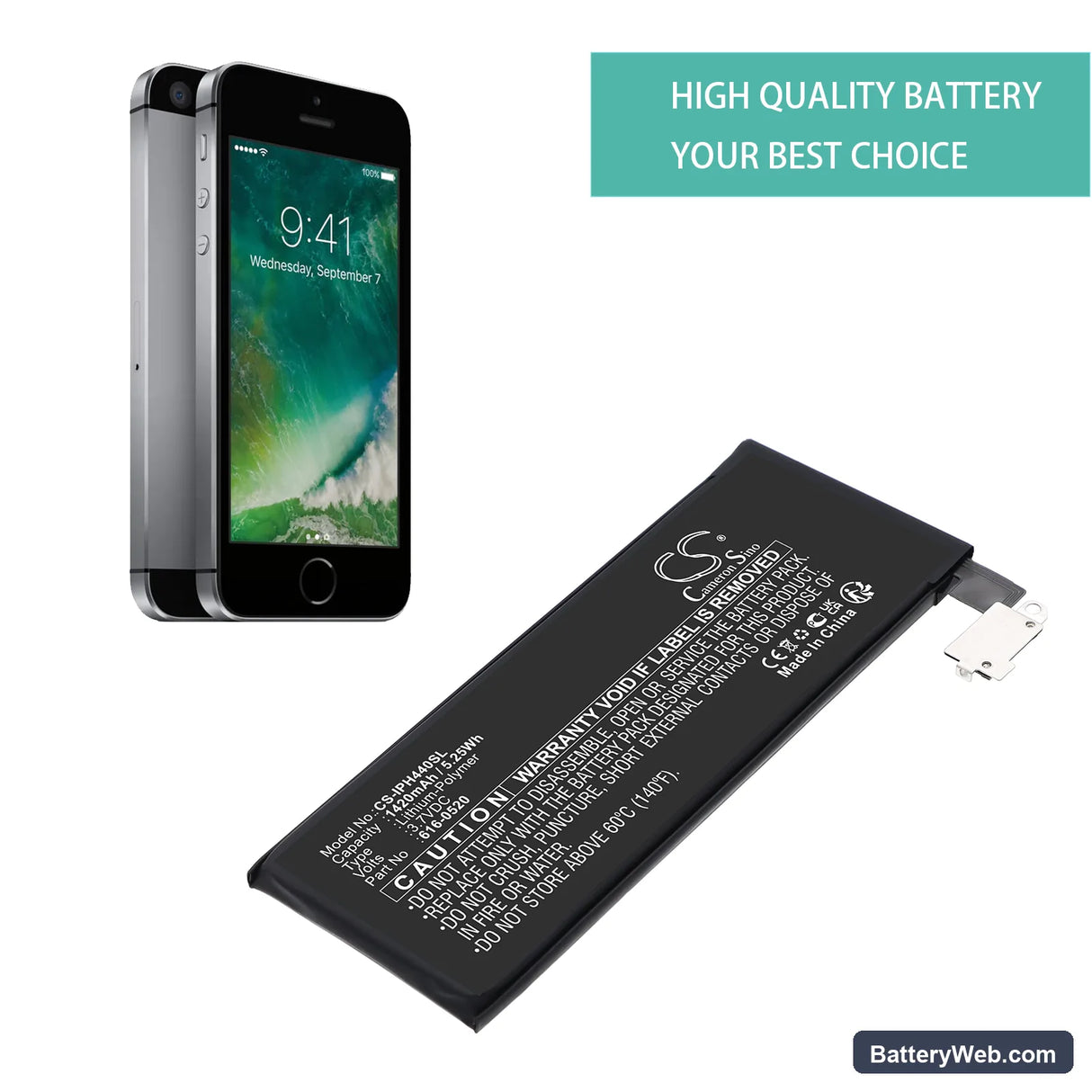 Apple iPhone 4G Replacement Battery, 3.7V, 1420mAh, Li-Polymer 7
