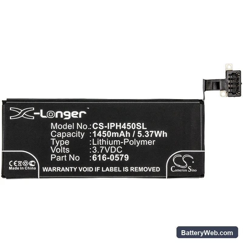 Apple iPhone 4S Replacement Battery, 3.7V, 1450mAh, Li-Polymer 3