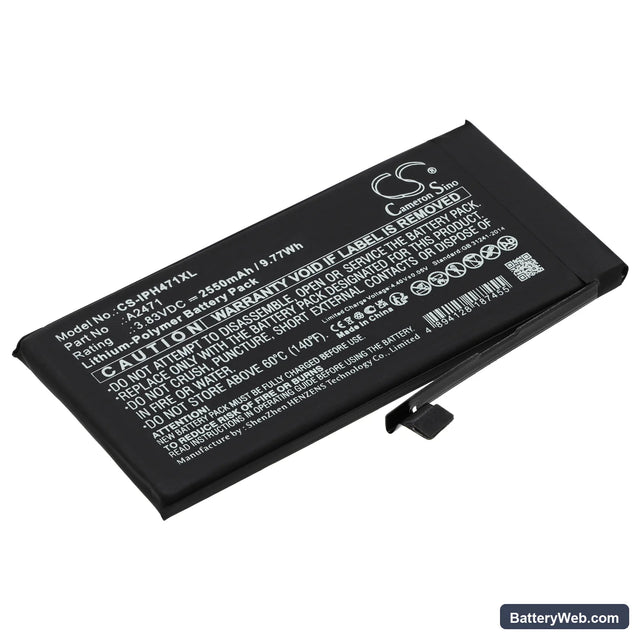Apple iPhone 12 Mini Replacement Battery, 3.83V, 2550mAh, Li-Polymer 1