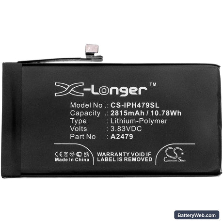Apple iPhone 12 Replacement Battery, 3.83V, 2815mAh, Li-Polymer 3