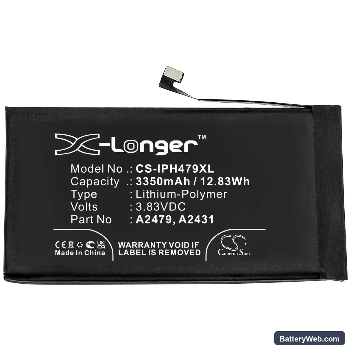 Apple iPhone 12 Replacement Battery, 3.83V, 3350mAh, Li-Polymer 3