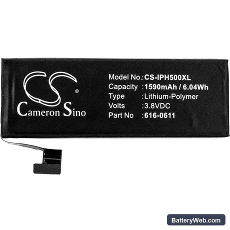 Apple iPhone 5 Replacement Battery, 3.8V, 1590mAh, Li-Polymer 3