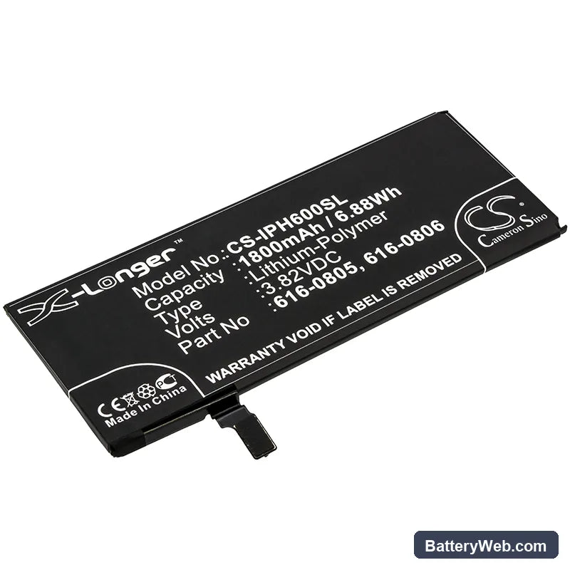 Apple iPhone 6 Replacement Battery, 3.82V, 1800mAh, Li-Polymer 1