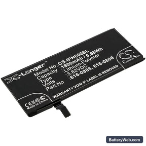Apple iPhone 6 Replacement Battery, 3.82V, 1800mAh, Li-Polymer 1