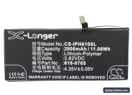 Apple iPhone 6 Plus Replacement Battery, 3.82V, 2900mAh, Li-Polymer 5