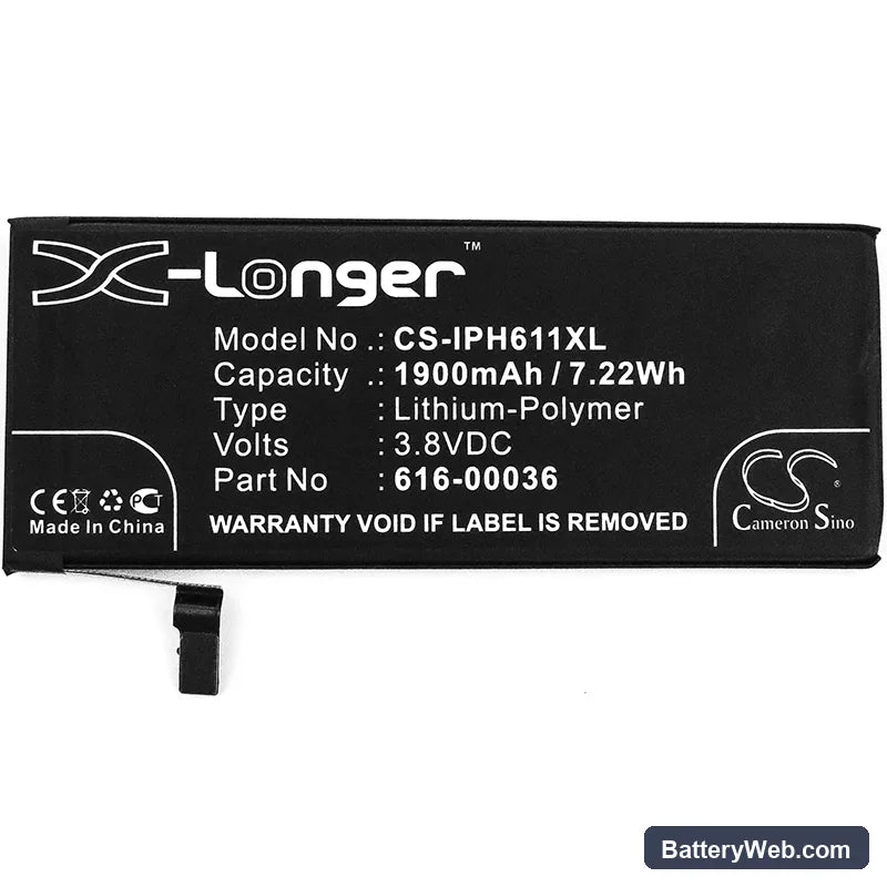 Apple iPhone 6s Replacement Battery, 3.8V, 1900mAh, Li-Polymer 3